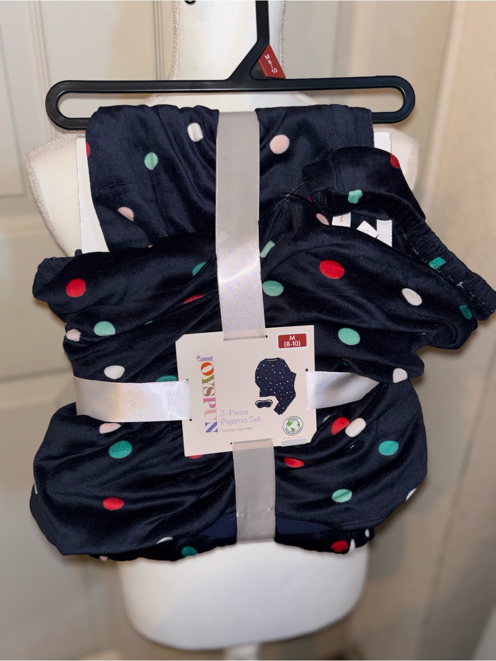 Girls' Black Multi-Color Polka Dot Pajama Set